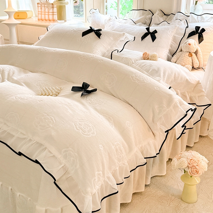 逸尚阁 2025新款雕花牛奶绒绒梦恋四件套 绒梦恋-牛奶白