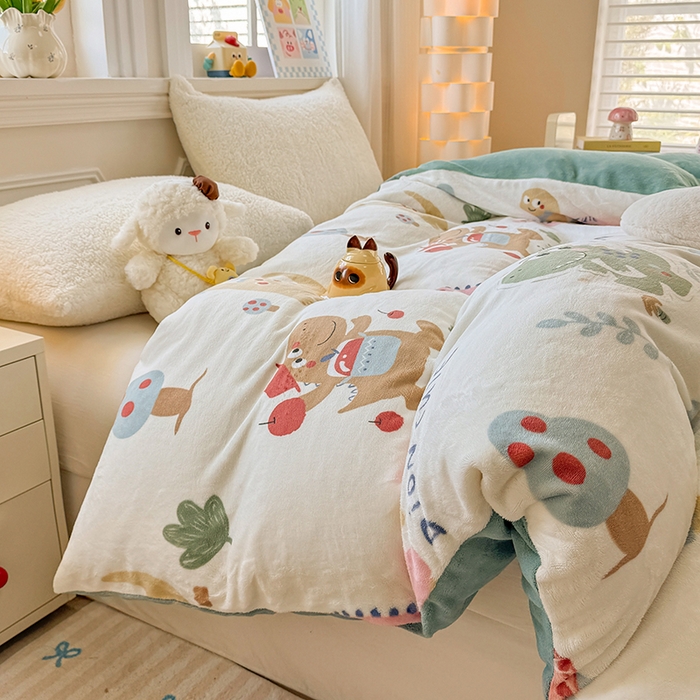 91家纺网 家纺一手货源 找家纺 金盛纺 2025新款高克重牛奶绒印花系列单被套(可定制) 大宝贝