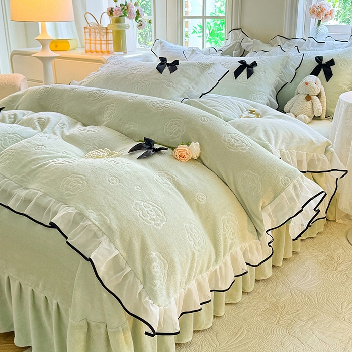 逸尚阁 2025新款雕花牛奶绒绒梦恋四件套 绒梦恋-清新绿