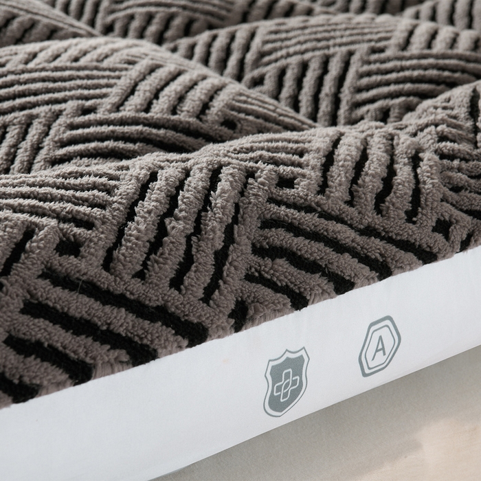 91家纺网 家纺一手货源 找家纺 小叮当家纺仓储工厂店 2025新款亲肤舒适缦沙绒系列床垫垫子-缦沙绒 缦沙绒-灰边-黑