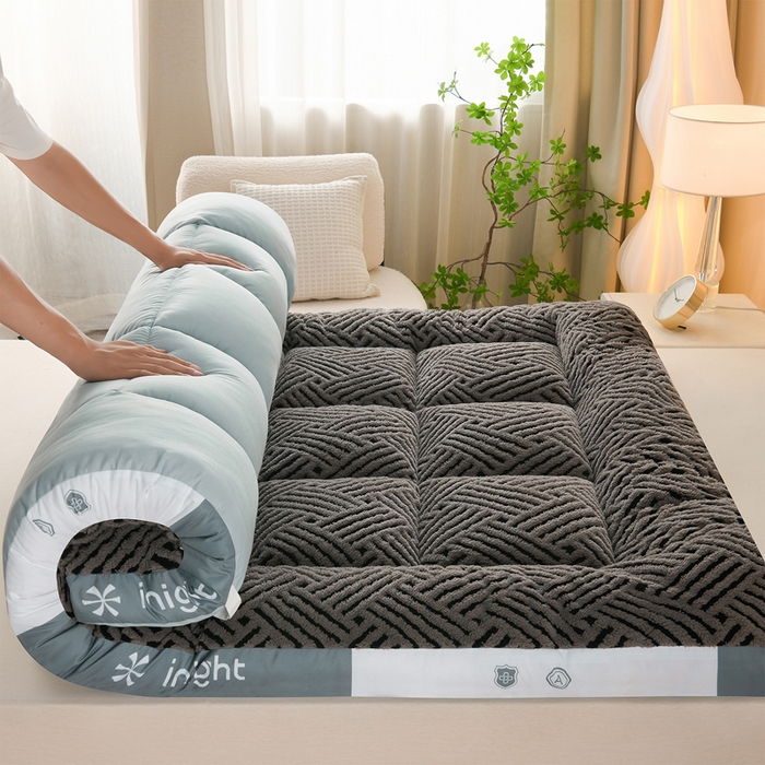 91家纺网 家纺一手货源 找家纺 小叮当家纺仓储工厂店 2025新款亲肤舒适缦沙绒系列床垫垫子-缦沙绒 缦沙绒-灰边-黑