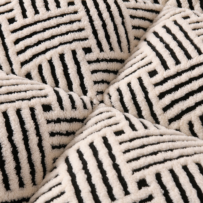 91家纺网 家纺一手货源 找家纺 小叮当家纺仓储工厂店 2025新款亲肤舒适缦沙绒系列床垫垫子-缦沙绒 缦沙绒-蓝边黑白