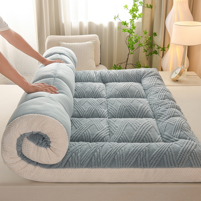 91家纺网 家纺一手货源 找家纺 小叮当家纺仓储工厂店 2025新款亲肤舒适菠萝格系列床垫垫子-菠萝格 菠萝格-蓝灰