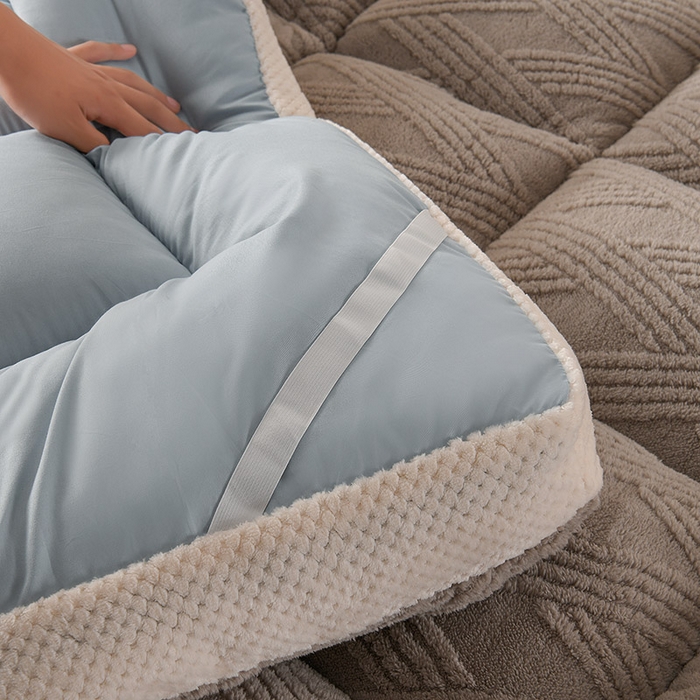 91家纺网 家纺一手货源 找家纺 小叮当家纺仓储工厂店 2025新款亲肤舒适菠萝格系列床垫垫子-菠萝格 菠萝格-浅灰