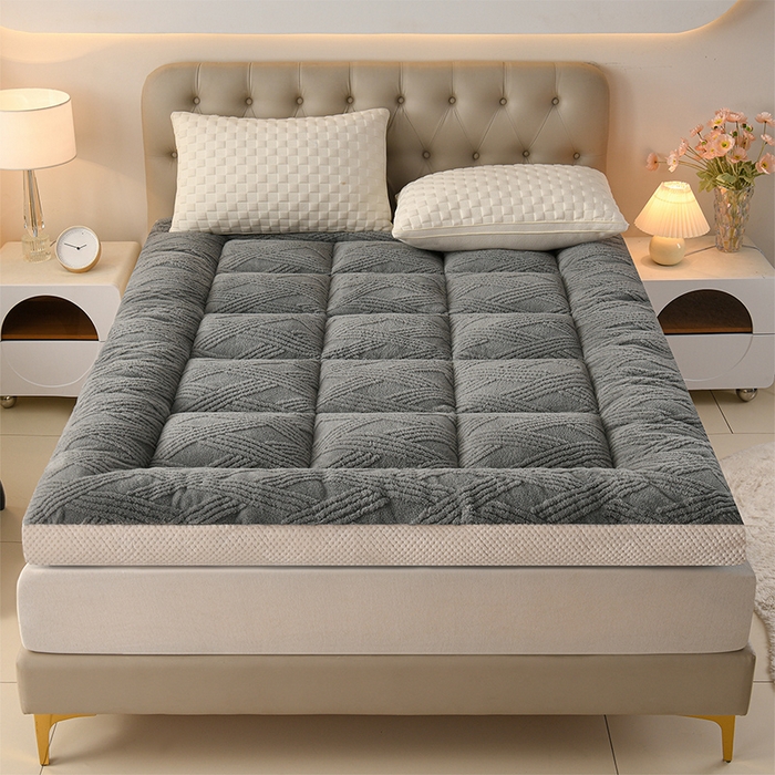 91家纺网 家纺一手货源 找家纺 小叮当家纺仓储工厂店 2025新款亲肤舒适菠萝格系列床垫垫子-菠萝格 菠萝格-深灰