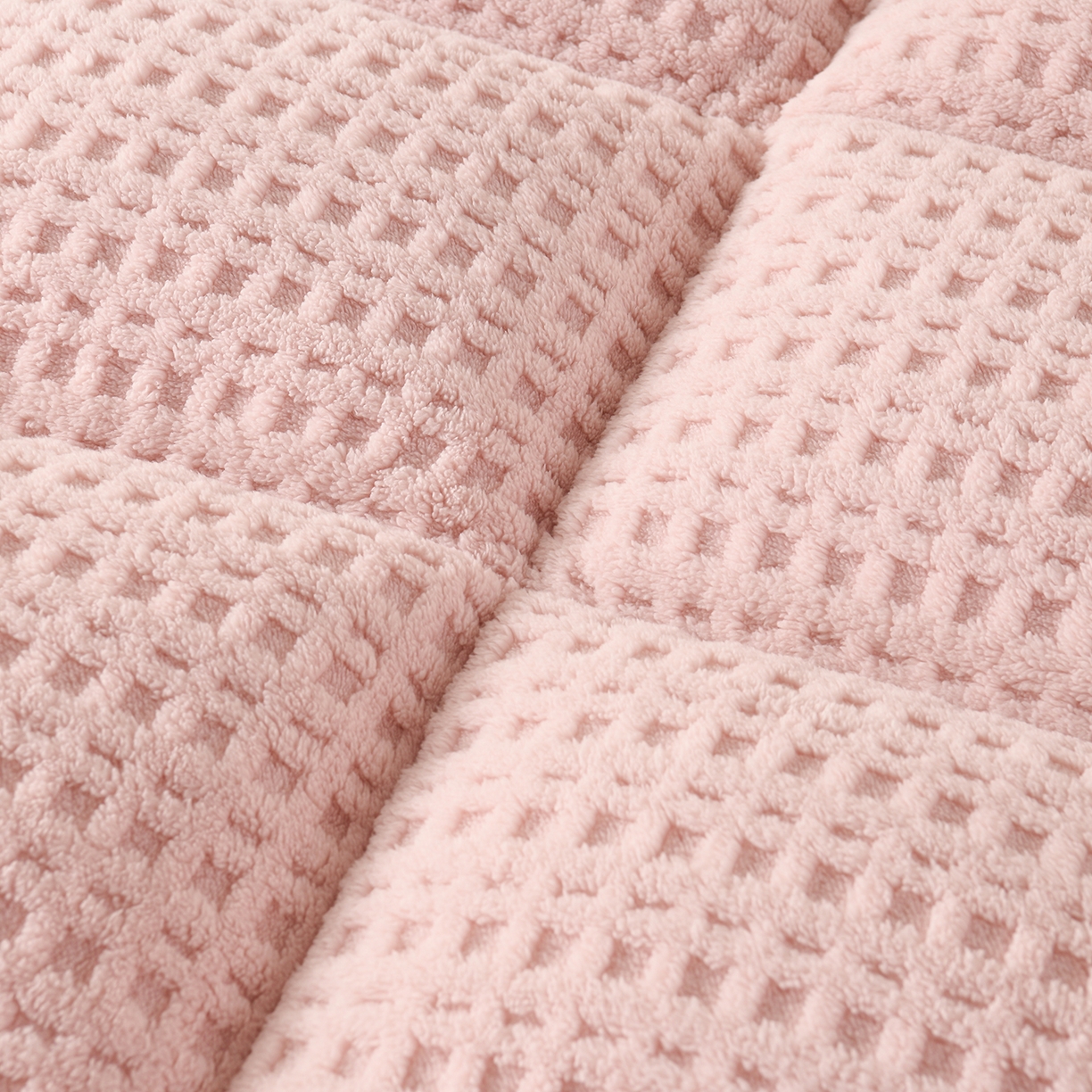 91家纺网 家纺一手货源 找家纺 小叮当家纺仓储工厂店 2025新款亲肤舒适方格绒系列床垫垫子-方格绒 方格绒-浅粉