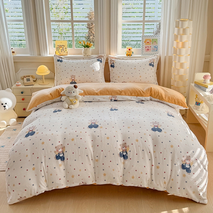 91家纺网 家纺一手货源 找家纺 （总）金盛纺 2025新款高克重牛奶绒印花系列四件套(可定制)