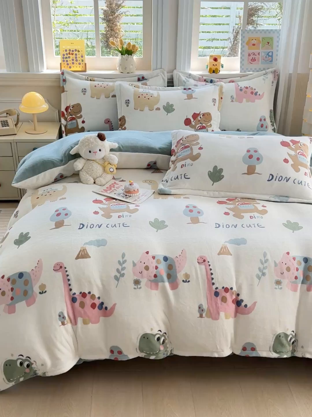 91家纺网 家纺一手货源 找家纺 金盛纺 2025新款高克重牛奶绒印花系列四件套(可定制) 大宝贝