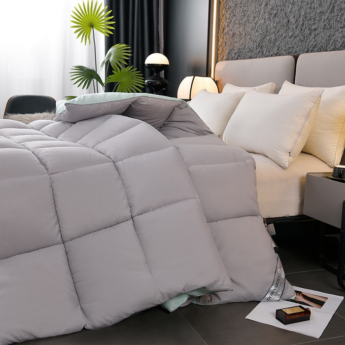 91家纺网 家纺一手货源 找家纺 小叮当家纺仓储工厂店 2025新款亲肤舒适A类母婴级全棉纯棉保暖被子被芯 羽兰灰