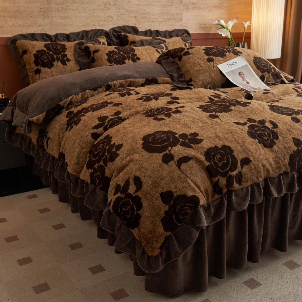 91家纺网 家纺一手货源 找家纺 （总）金鹰 2025新款A类兔毛绒夹棉床裙四件套加厚牛奶绒四件套