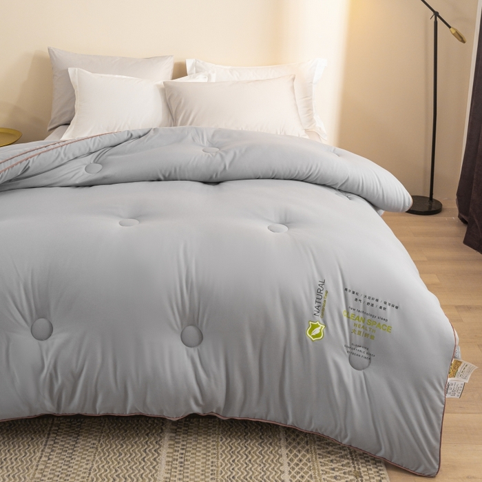 91家纺网 家纺一手货源 找家纺 小叮当家纺仓储工厂店 2025新款亲肤舒适大豆纤维被被子被芯 立体大豆被-灰色