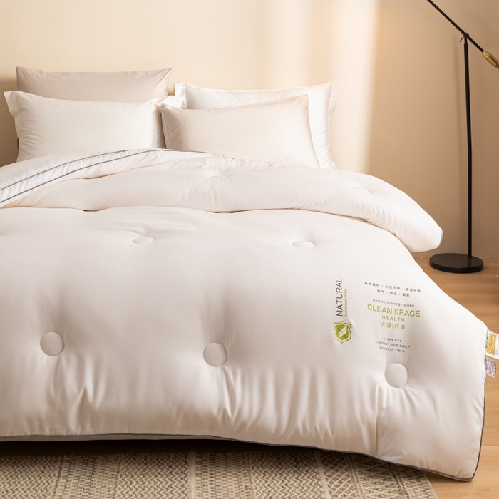 91家纺网 家纺一手货源 找家纺 小叮当家纺仓储工厂店 2025新款亲肤舒适大豆纤维被被子被芯 立体大豆被-白色