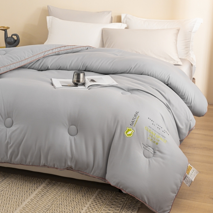 91家纺网 家纺一手货源 找家纺 小叮当家纺仓储工厂店 2025新款亲肤舒适大豆纤维被被子被芯 立体大豆被-灰色