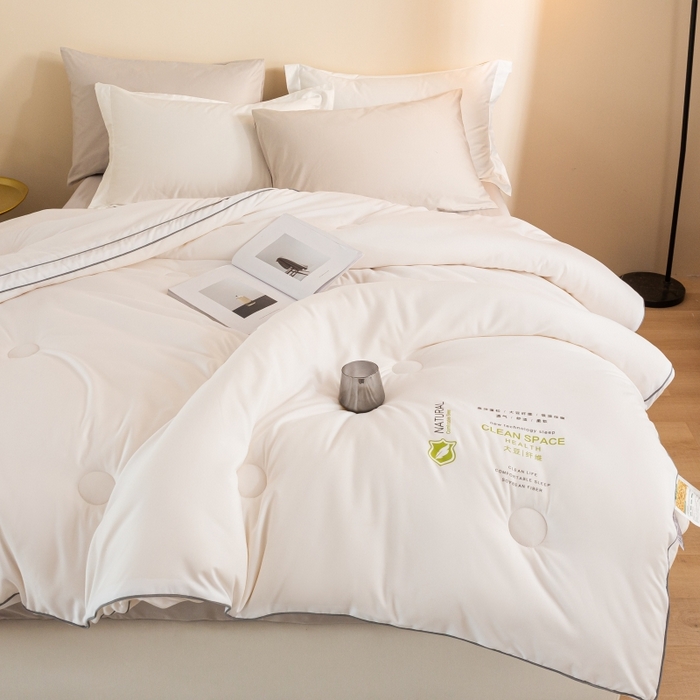 91家纺网 家纺一手货源 找家纺 小叮当家纺仓储工厂店 2025新款亲肤舒适大豆纤维被被子被芯 立体大豆被-白色