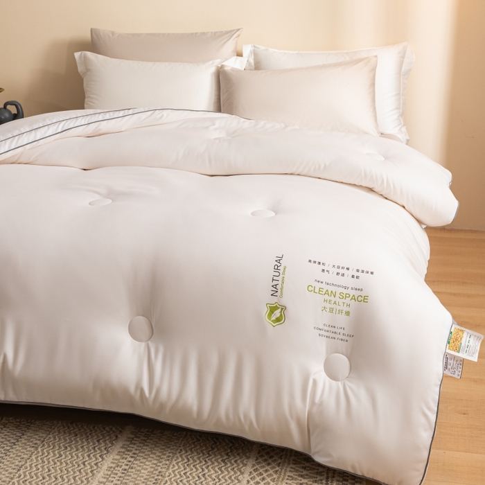 91家纺网 家纺一手货源 找家纺 小叮当家纺仓储工厂店 2025新款亲肤舒适大豆纤维被被子被芯 立体大豆被-白色
