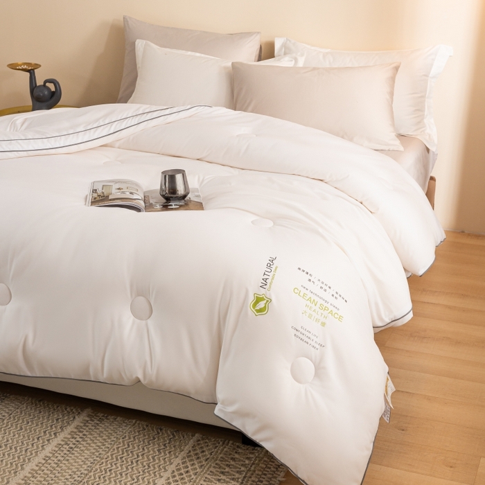 91家纺网 家纺一手货源 找家纺 小叮当家纺仓储工厂店 2025新款亲肤舒适大豆纤维被被子被芯 立体大豆被-白色