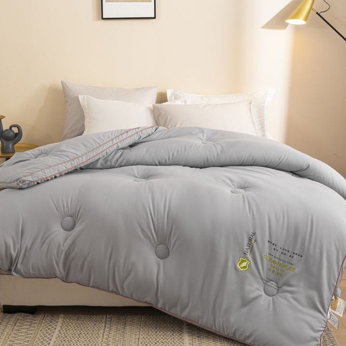 91家纺网 家纺一手货源 找家纺 小叮当家纺仓储工厂店 2025新款亲肤舒适大豆纤维被被子被芯 立体大豆被-灰色