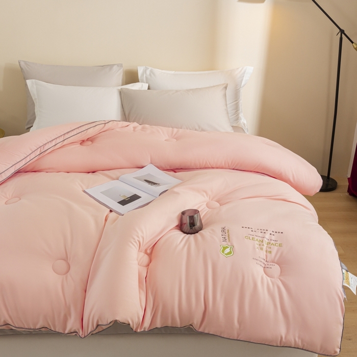91家纺网 家纺一手货源 找家纺 小叮当家纺仓储工厂店 2025新款亲肤舒适大豆纤维被被子被芯 立体大豆被-粉色