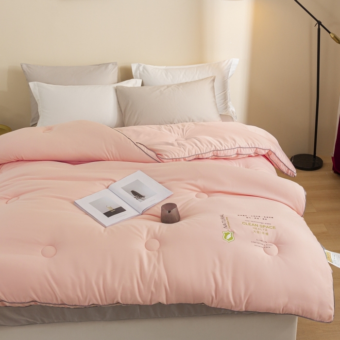 91家纺网 家纺一手货源 找家纺 小叮当家纺仓储工厂店 2025新款亲肤舒适大豆纤维被被子被芯 立体大豆被-粉色