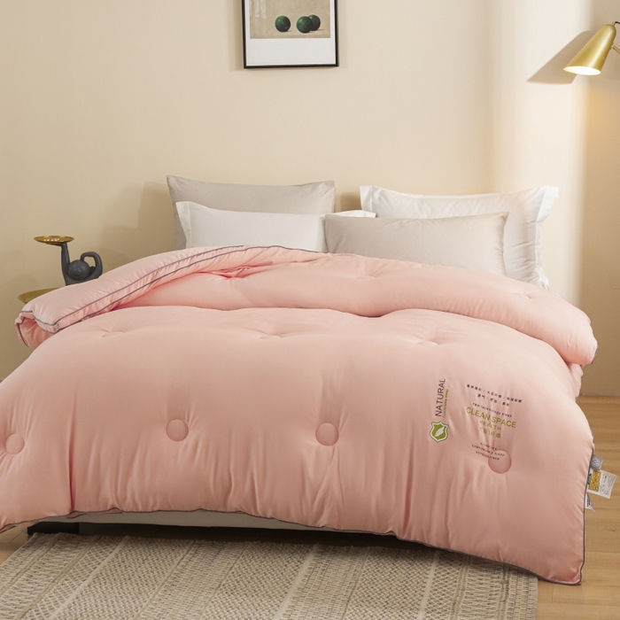 91家纺网 家纺一手货源 找家纺 小叮当家纺仓储工厂店 2025新款亲肤舒适大豆纤维被被子被芯 立体大豆被-粉色