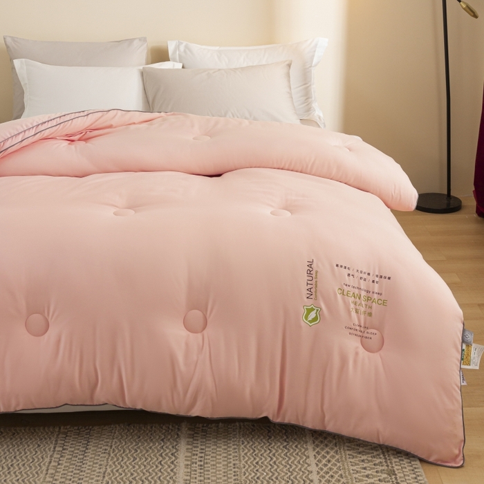 91家纺网 家纺一手货源 找家纺 小叮当家纺仓储工厂店 2025新款亲肤舒适大豆纤维被被子被芯 立体大豆被-粉色