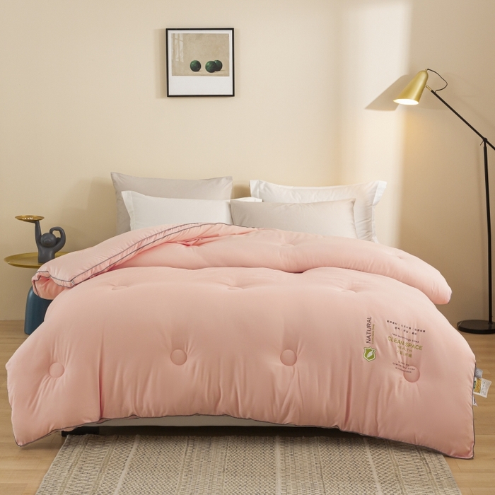 91家纺网 家纺一手货源 找家纺 小叮当家纺仓储工厂店 2025新款亲肤舒适大豆纤维被被子被芯 立体大豆被-粉色