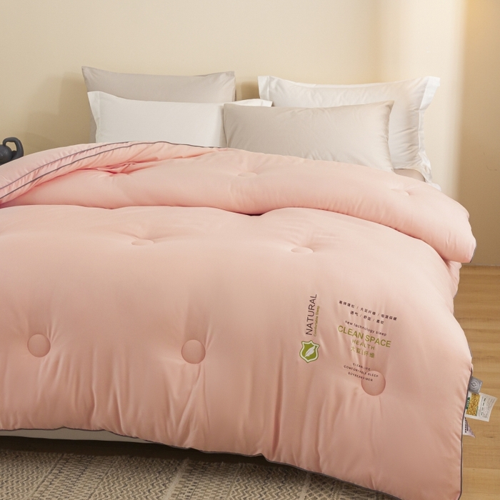 91家纺网 家纺一手货源 找家纺 小叮当家纺仓储工厂店 2025新款亲肤舒适大豆纤维被被子被芯 立体大豆被-粉色