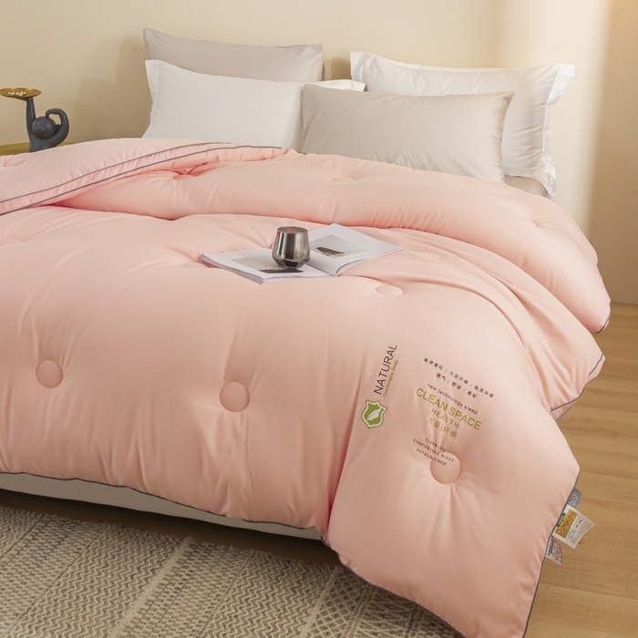 91家纺网 家纺一手货源 找家纺 小叮当家纺仓储工厂店 2025新款亲肤舒适大豆纤维被被子被芯 立体大豆被-粉色