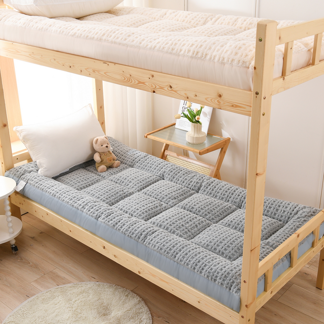 小叮当家纺仓储工厂店 2025新款A类提花牛奶绒塔芙绒单床垫床垫单品跨境-方格 学生床 方格烟灰