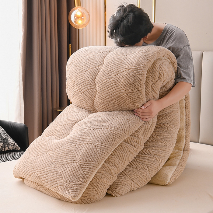 91家纺网 家纺一手货源 找家纺 小叮当家纺仓储工厂店 2025新款亲肤舒适提花双面绒冬被被子被芯-双面绒 双面绒卡其