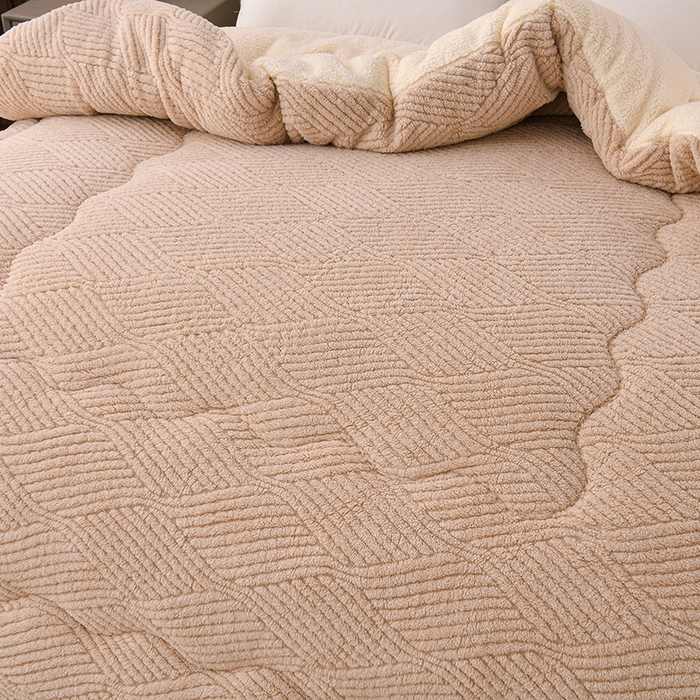 91家纺网 家纺一手货源 找家纺 小叮当家纺仓储工厂店 2025新款亲肤舒适提花双面绒冬被被子被芯-双面绒 双面绒卡其