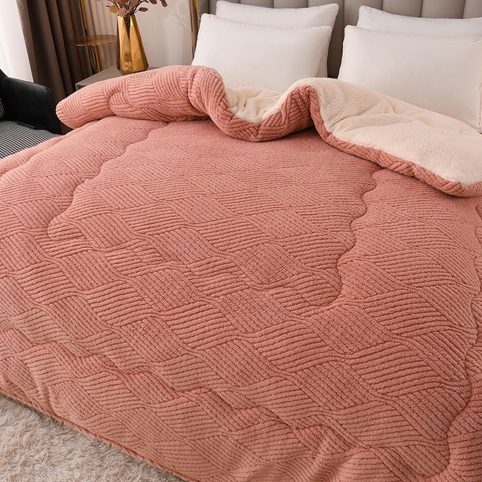 91家纺网 家纺一手货源 找家纺 小叮当家纺仓储工厂店 2025新款亲肤舒适提花双面绒冬被被子被芯-双面绒 双面绒豆沙