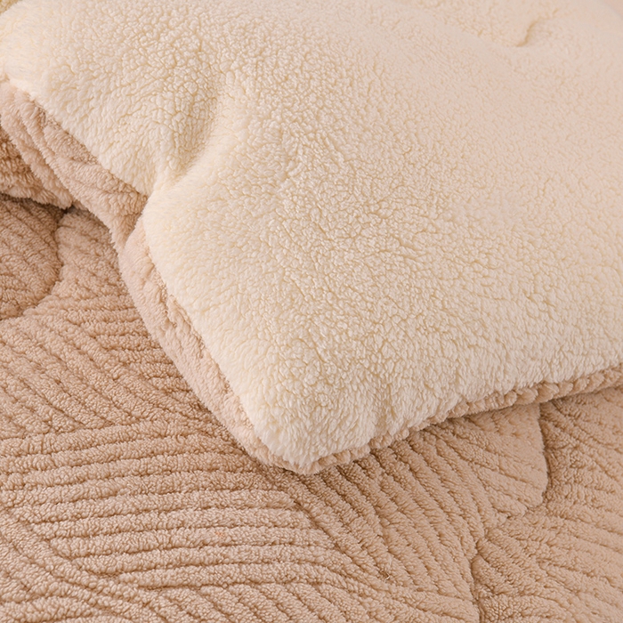 91家纺网 家纺一手货源 找家纺 小叮当家纺仓储工厂店 2025新款亲肤舒适提花双面绒冬被被子被芯-双面绒 双面绒卡其