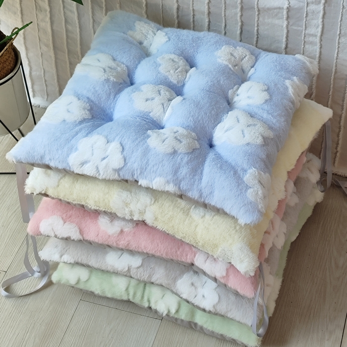 91家纺网 家纺一手货源 找家纺 （总）李帅家居 2025新款兔毛花绑带坐垫垫子椅子坐垫屁垫办公室久坐凳子垫子椅子垫办公椅座垫椅垫屁股垫四季