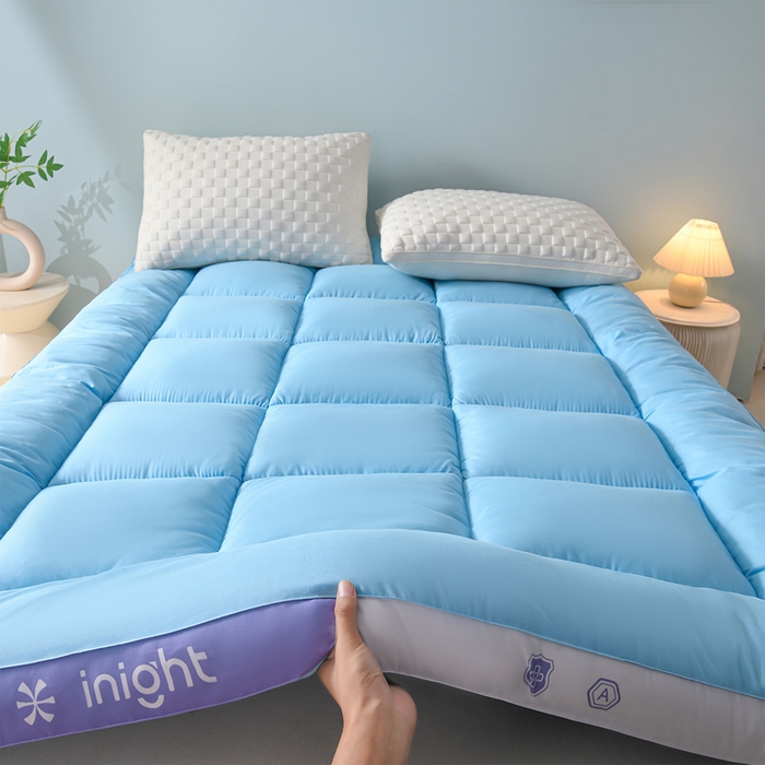 91家纺网 家纺一手货源 找家纺 小叮当家纺仓储工厂店 2025新款亲肤舒适纯色宝石床垫垫子床褥 宝石床垫-兰