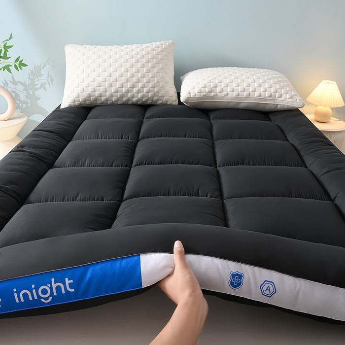 91家纺网 家纺一手货源 找家纺 小叮当家纺仓储工厂店 2025新款亲肤舒适纯色宝石床垫垫子床褥 宝石床垫-黑