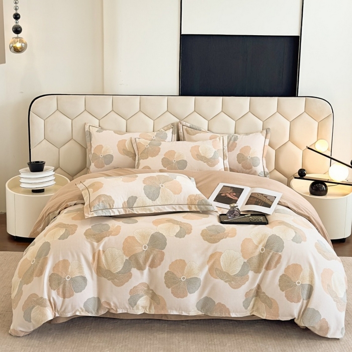 91家纺网 家纺一手货源 找家纺 雲归梦 2025新款纯棉加厚磨毛多规格磨毛四件套 乌木茶香米