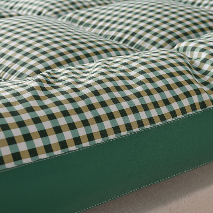 91家纺网 家纺一手货源 找家纺 小叮当家纺仓储工厂店 2025新款亲肤舒适格子床垫垫子床褥 格子床垫-绿格