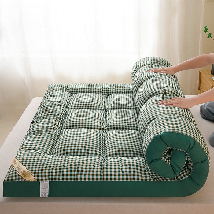91家纺网 家纺一手货源 找家纺 小叮当家纺仓储工厂店 2025新款亲肤舒适格子床垫垫子床褥 格子床垫-绿格