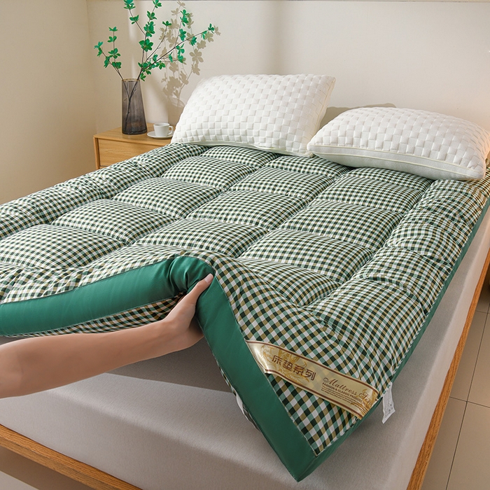91家纺网 家纺一手货源 找家纺 小叮当家纺仓储工厂店 2025新款亲肤舒适格子床垫垫子床褥 格子床垫-绿格
