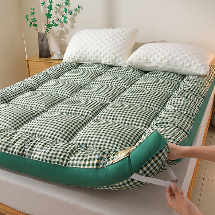 小叮当家纺仓储工厂店 2025新款亲肤舒适格子床垫垫子床褥 格子床垫-绿格