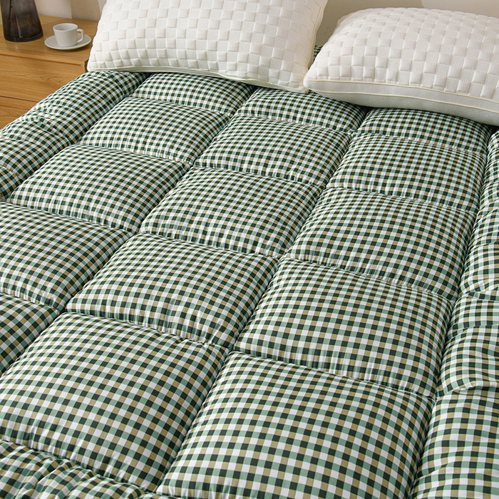 91家纺网 家纺一手货源 找家纺 小叮当家纺仓储工厂店 2025新款亲肤舒适格子床垫垫子床褥 格子床垫-绿格