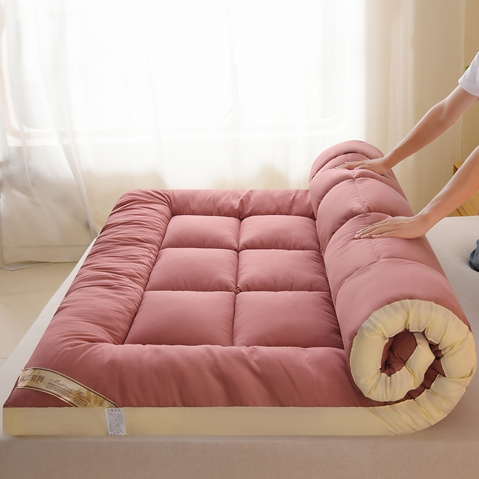 91家纺网 家纺一手货源 找家纺 小叮当家纺仓储工厂店 2025新款亲肤舒适黄边立体床垫床褥 黄边豆沙