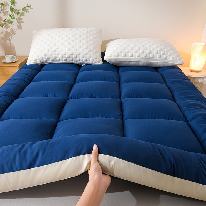 91家纺网 家纺一手货源 找家纺 小叮当家纺仓储工厂店 2025新款亲肤舒适黄边立体床垫床褥 黄边深蓝