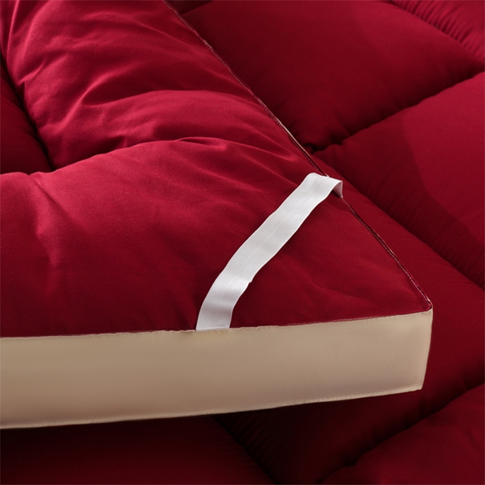 91家纺网 家纺一手货源 找家纺 小叮当家纺仓储工厂店 2025新款亲肤舒适黄边立体床垫床褥 黄边酒红