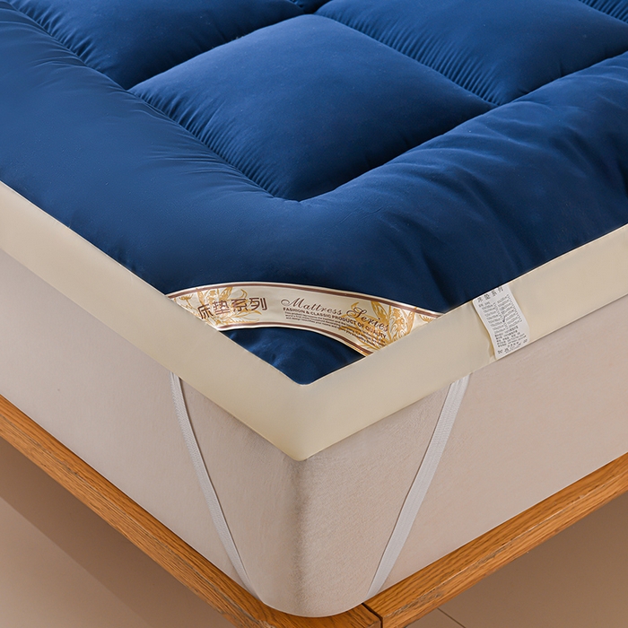 91家纺网 家纺一手货源 找家纺 小叮当家纺仓储工厂店 2025新款亲肤舒适黄边立体床垫床褥 黄边深蓝