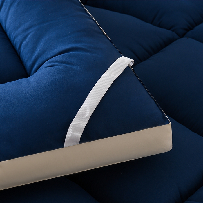 91家纺网 家纺一手货源 找家纺 小叮当家纺仓储工厂店 2025新款亲肤舒适黄边立体床垫床褥 黄边深蓝