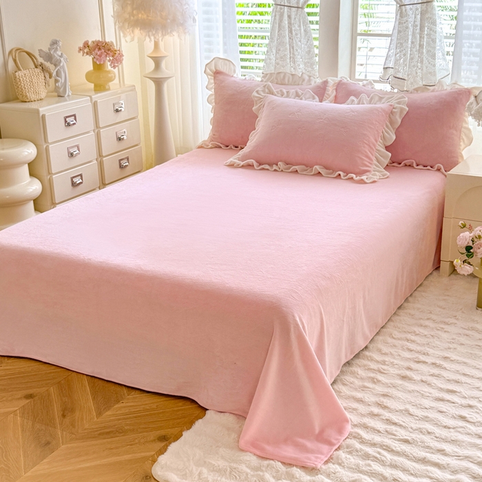 91家纺网 家纺一手货源 找家纺 （总）逸尚阁 2025新款立体雕花牛奶绒花边四件套-蝴蝶结系列