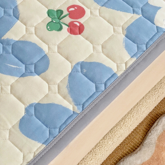 91家纺网 家纺一手货源 找家纺 小叮当家纺仓储工厂店 2025新款薄垫针织系列床护垫床垫-针织 针织蓝花