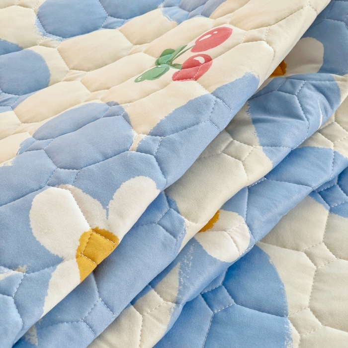 91家纺网 家纺一手货源 找家纺 小叮当家纺仓储工厂店 2025新款薄垫针织系列床护垫床垫-针织 针织蓝花